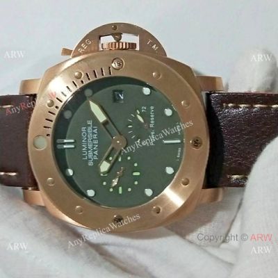 New Copy Panerai Luminor Submersible Rose Gold Green Dial Watch PAM 507